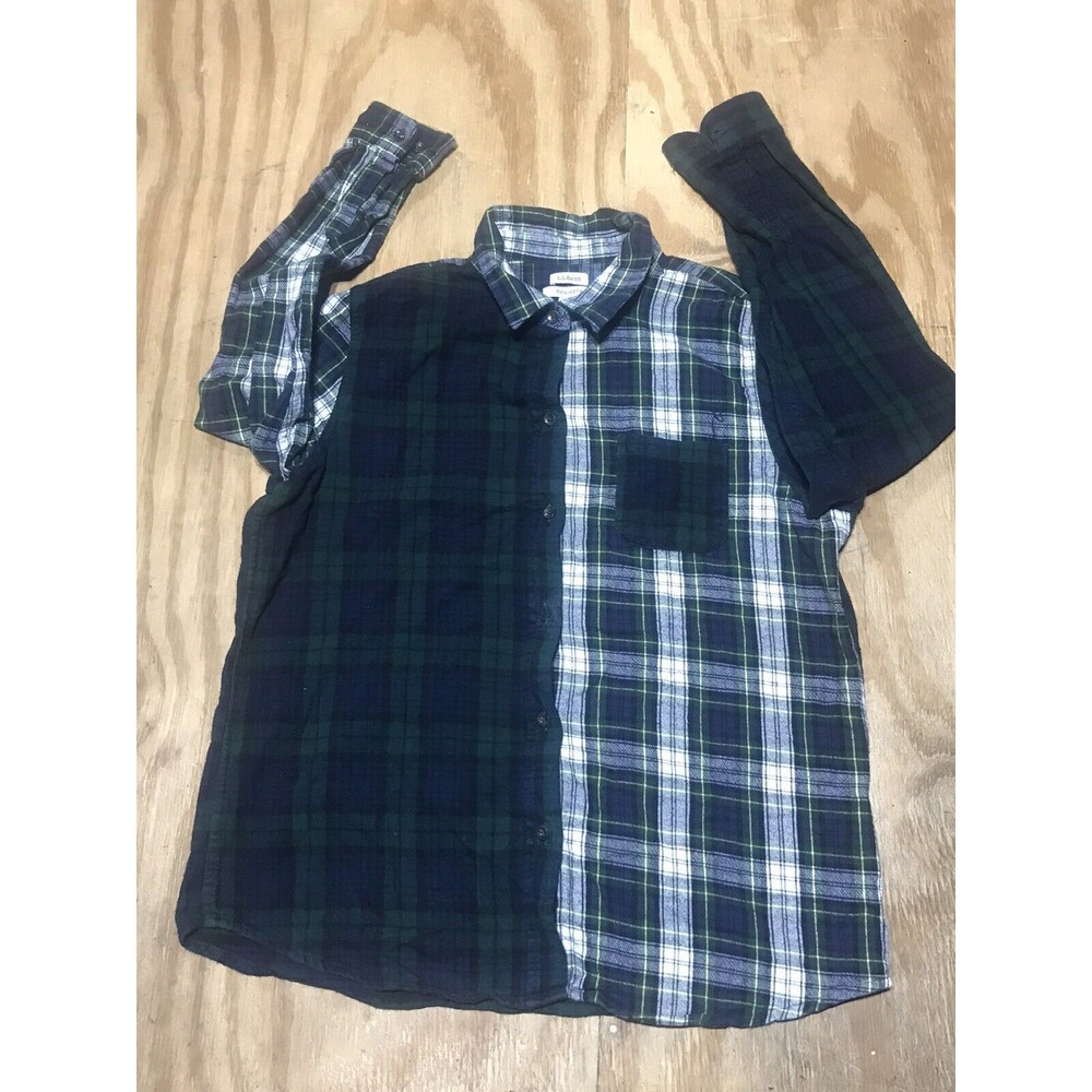 ll bean scotch plaid flannel shirt womens L Knit Button Down Multicolor @A3